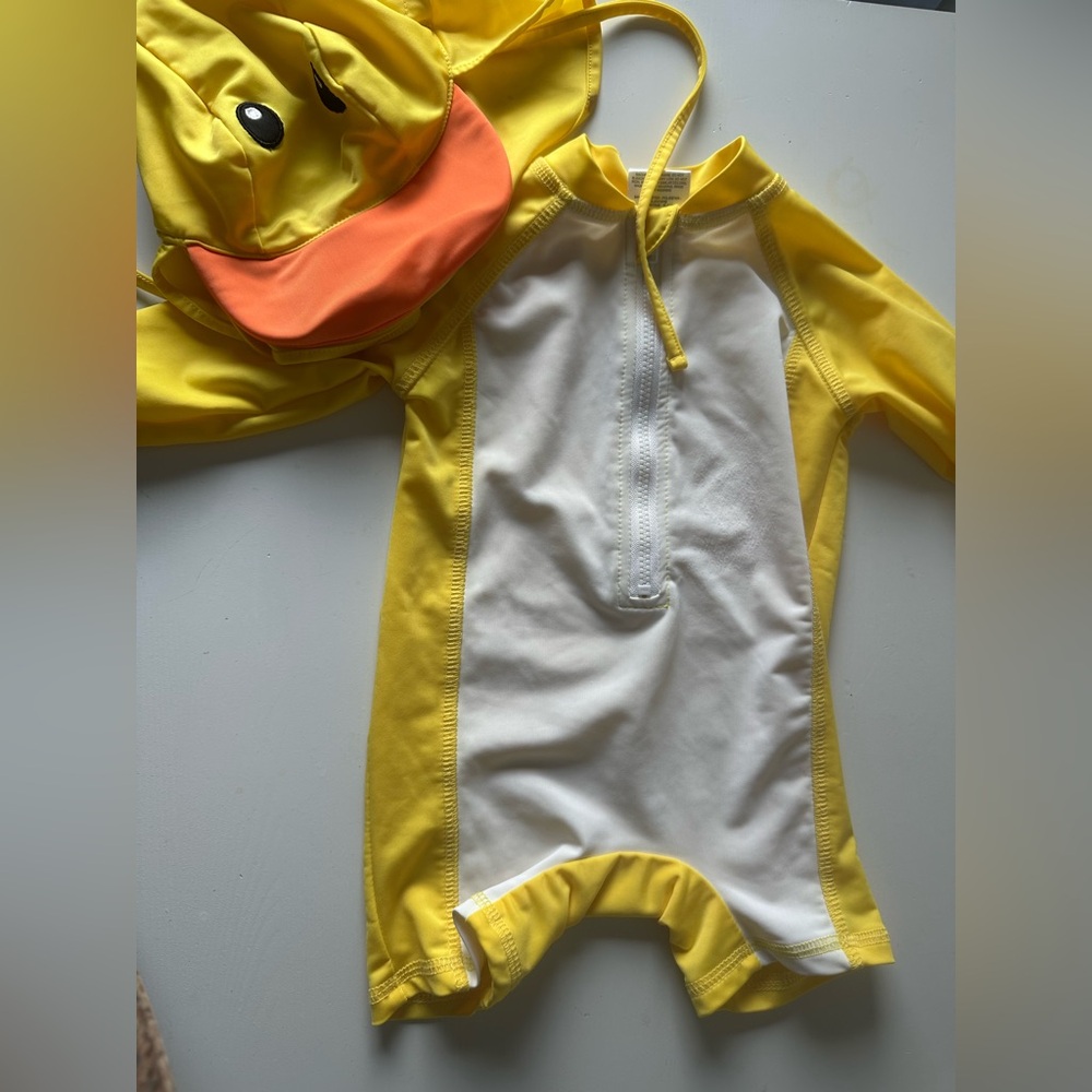 Yellow and White Duck Swimsuit.